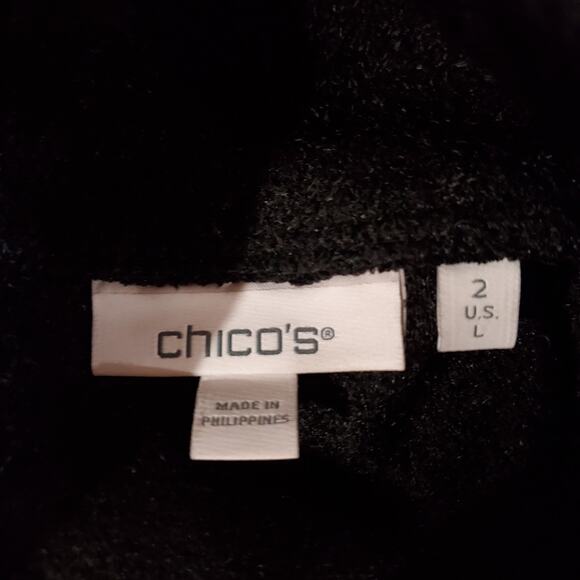 Chicos Womens Chenille Mock Neck Side Slit Pullover Tunic Sweater Size 2 L Black - Picture 5 of 8